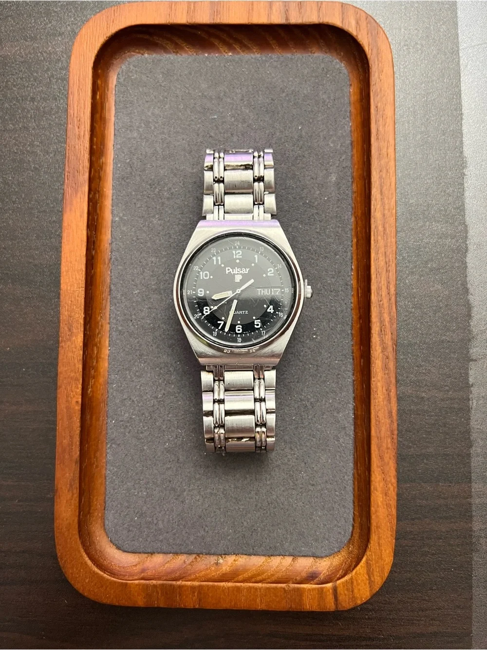 Pulsar Silver tone Stainless Steel Watch with Black Dial